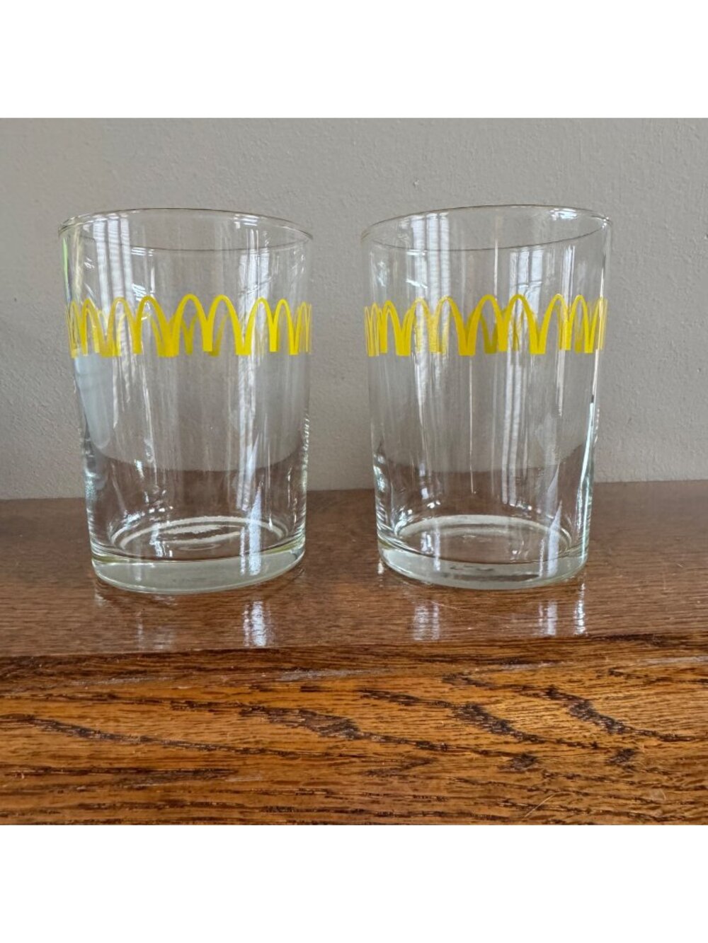 1960s McDonalds Golden Arches Clear Juice Glass Tumblers Set Of 2